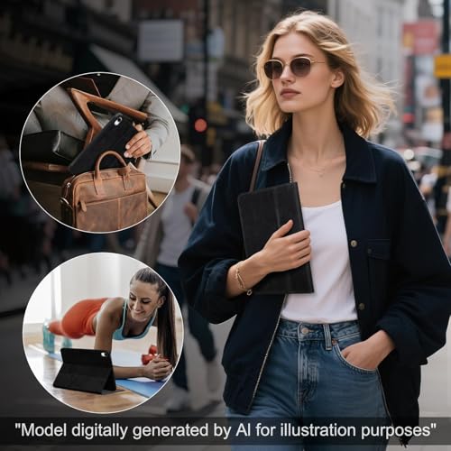 Gexmil Leather Case for iPad Air 11 Inch M4/M3/M2,10.9 Inch,Matte Black | Genuine Leather Cover for iPad Air 2026/2025/2024/2022/2020,Smart Folio Auto Sleep/Wake,Protective,Adjustable Stand - color: Sanded Black