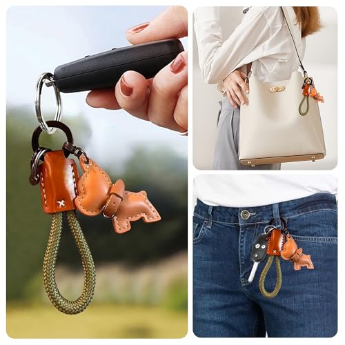 Handmade Phone Strap Leather Wristlet Keychain Heavy Duty, Puppy Car Keychain wristlet Accessories Leather Keychain for Car Key Fob and CellPhone Key Lanyard Stylish Wristlet Keychains for Women&Men