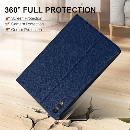 Genuine Leather Case for Samsung Galaxy Tab S11 Ultra 14.6", Blue | Protective Cover, Adjustable Stand, Pencil Holder, Auto Wake/Sleep - color: Blue, size: Samsung Galaxy Tab S11 Ultra 14.6in