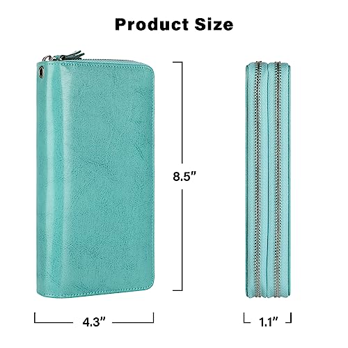 Lavemi Small Compact Women Wallet RFID Blocking Genuine Leather Bifold Purse with ID Windows - color: 2-waxed Tiffany Blue, size: One Size