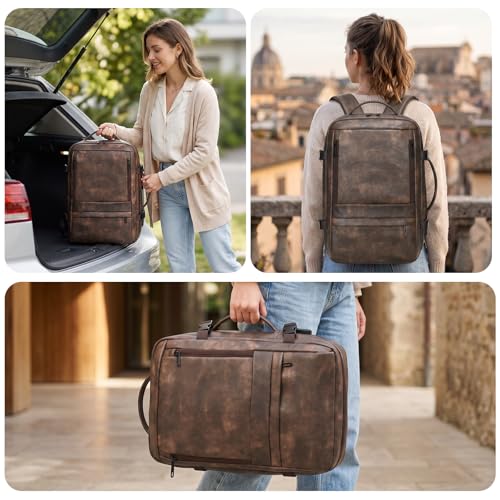 Travel Backpack for Men Women, Carry On Backpack Flight Approved, Coffee - color: Coffee
