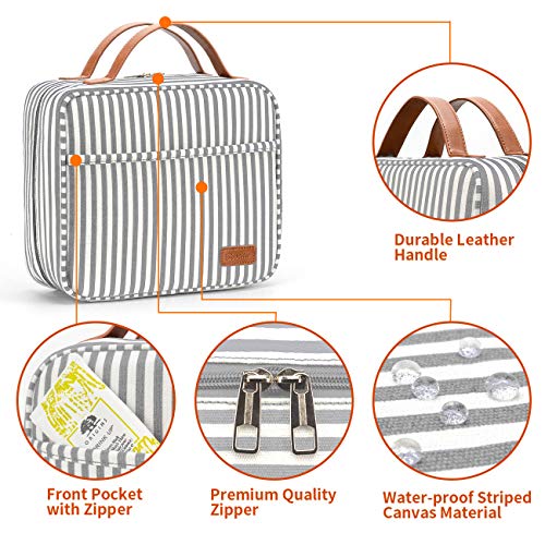 Hanging Travel Toiletry Bag,Large Capacity Cosmetic Travel Toiletry Organizer for Women with 4 Compartments & 1 Sturdy Hook,Perfect for Travel/Daily Use/Christmas - color: M-grey