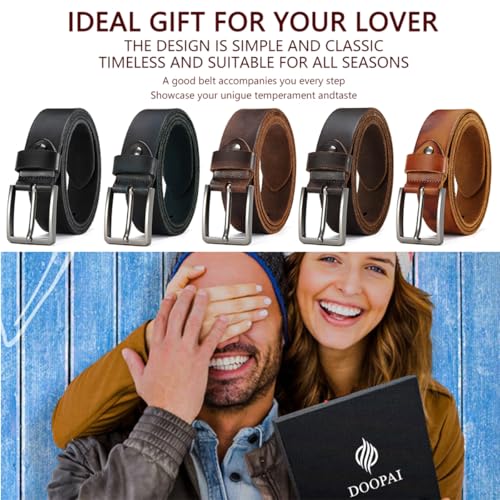 Men's Genuine Leather Casual Belt -Full Grain Leather Belt for Men- 1.5" Handmade Jeans Belt with Gift Box - color: 2pakc Full Grain Belt - 3, size: 48(Fits Waist 46" - 47")