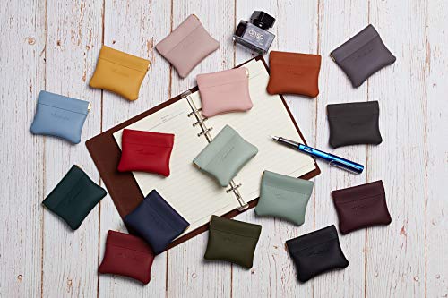 Travelambo Leather Squeeze Coin Purse Pouch Change Holder For Men & Women - color: Access Red Deep