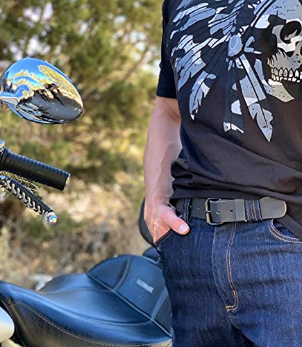 Main Street Forge The Classic Leather Everyday Belt | Made in USA | Full Grain Leather | Men's Leather Belt - color: Black W/Black Buckle, size: Size 52 (Fits Size 50 Pants)