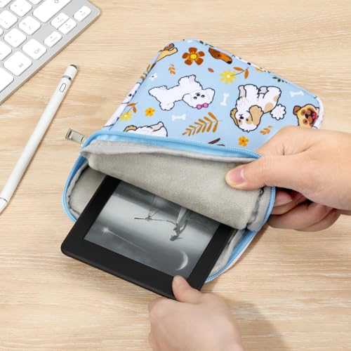 Dadanism 6-7 Inch Universal Padded Sleeve for eReader, Blue+Dog | Protective Carrying Case Fits 7" Paperwhite/Colorsoft Signature Edition eReader, 6" Kobo Clara BW/Colour,7" Kobo Libra Colour - color: Blue+Dog