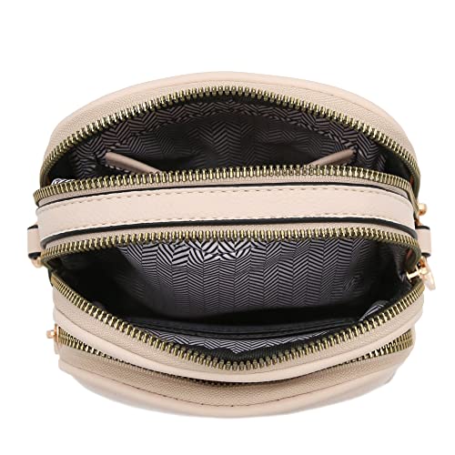Multi Pocket PU Leather Casual Medium Crossbody Bag with Adjustable Strap - color: Nude