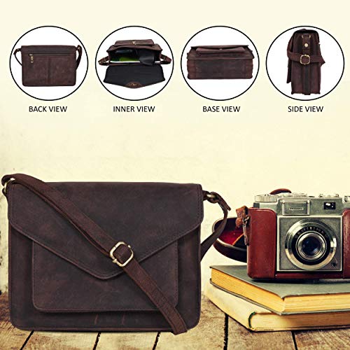 Ozora Genuine Leather Crossbody Purse for Women, Shoulder Bag - color: Brown Hunter