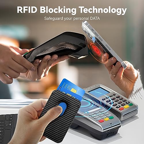 Magnetic Wallet Cell Phone Card Holder for Phone Case with Mag-Safe | Stronger Magnetic RFID Leather Phone Wallet Stick on Series of iPhone 17/16/15/14/13/12 and Pro/Promax, CFBlack - color: Carbon Fiber Black, size: 1 Pack