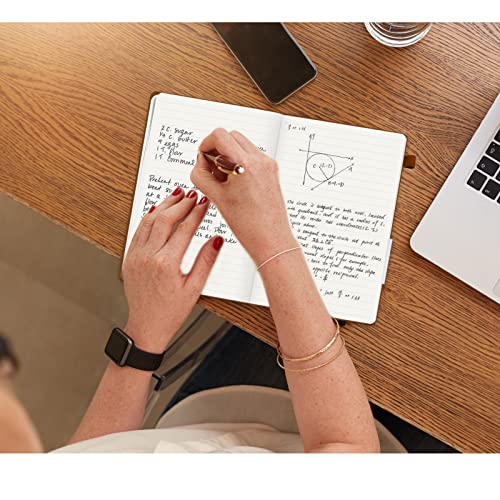Lined Journal Notebook, 200 Pages, Leather Hardcover Notebooks, A5 College Ruled Thick Classic with Pen Loop Notebook Journals for Writing, for Women Men Office School, 5.75'' X 8.38'', Brown - color: Brown