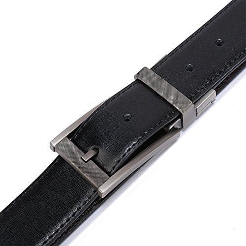Belts for Men Reversible Leather 1Piece (not 2) 1.25” Waist Strap Fashion Dress Buckle Beltox - color: Sub-brushed Buckle Black/Brown, size: 36-37