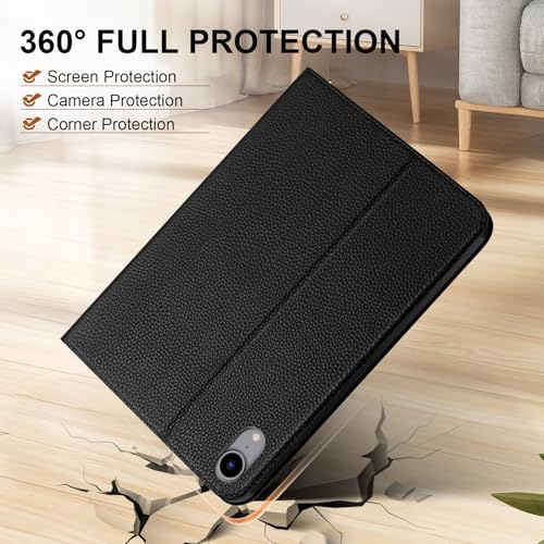 Genuine Leather Case for iPad mini 7th/6th Gen 8.3", Black | Slim Protective Cover, Adjustable Stand, Auto Wake/Sleep - color: Black, size: iPad Mini 7/6 Gen 8.3inch