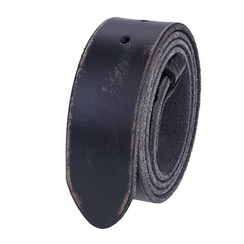 Gelante Genuine Full Grain Leather Belt Strap without Belt Buckle - color: Distressed Black, size: XX-Large (46''-48'')