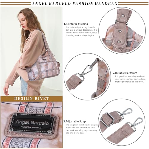 Angel Barcelo Purses for Women Soft PU Leather Shoulder Bag Crossbody Purse and Handbags - color: Stylish Dark Pink