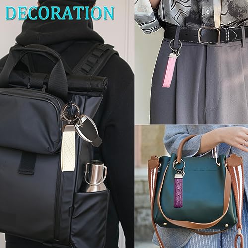 White Keychain with Anti-Lost D-Ring & 2 Small Key Rings for Men Women - color: W
