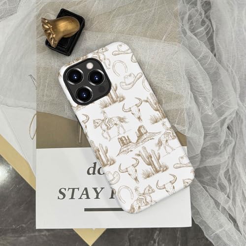 Case Compatible with iPhone 14 Pro Max,Hybrid 2-Layer Hard Shell,Shockproof Soft for Girl Women,Western Brown Cowboy Skull Wild - color: Western Brown Cowboy Skull Wild, size: iPhone 14 Pro Max