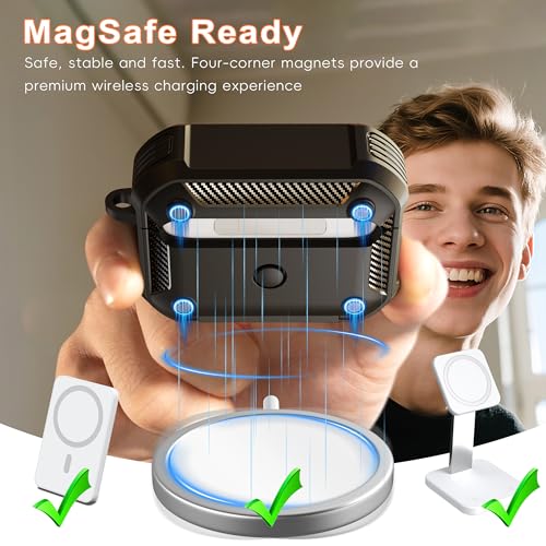 for AirPods Pro 3 Case with Lock Magnetic Lid MagSafe, White | Compatible Apple AirPods Pro 3, Compatible MagSafe, Protective Case with Cleaner Kit & Carabiner, Powerful Drop Protection - color: FK-White, size: Airpods Pro 3