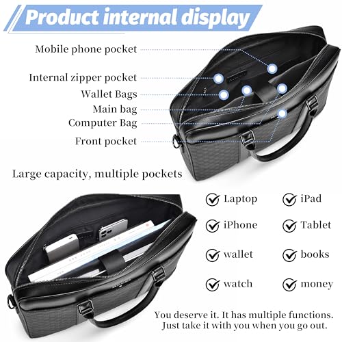FSD. WG Business Bag Leather Messenger Bag Water Resistant Business Travel Briefcase Handbag Briefcase for Men - color: 91black