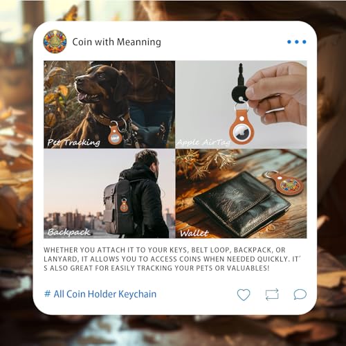 Premium Leather Coin Holder - Handmade Sobriety AA Coins Chip Keychain | Displays Both Sides of Sober Token Medallion Pet Challenge Coin - Brown Waterproof Scratchproof Soft PVC Key Ring - color: Brown - 1 Pcs