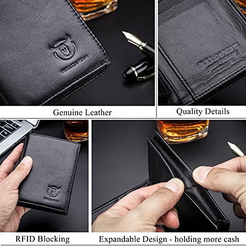 BULLCAPTAIN Large Capacity Genuine Leather Wallet for Men QB-027 - color: Black