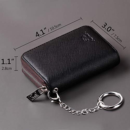 FurArt Zipper Wallet Women RFID Credit Card Holder keychain Wallet | ID Window RFID Blocking Compact Small business 15/16 slots - color: Black
