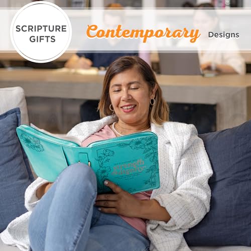 Christian Art Gifts Women's Fashion Bible Cover Strength and Dignity Proverbs 31:25, Teal Faux Leather, XL - size: Extra Large