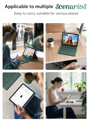 CHESONA Compatible for iPad 11th(A16)/10th Generation Case with Keyboard | Detachable Folio Keyboard Case with Multi-Touch Trackpad, 7-Color Backlight, Pencil Holder & Dual Bluetooth, Black - color: Olive green