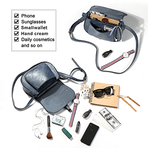 AFKOMST Crossbody Bags for Women,Small Saddle Purse and Boho Cross Body Handbags,Vegan Leather - color: Blue