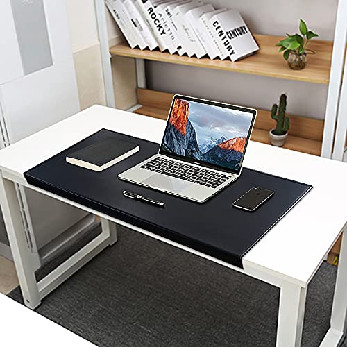 AKOZLIN 31.5"x15.8" Soft PU Leather Surface Office Desk Mouse Mat Pad with Full Grip Fixation Lip Table Blotter Edge-Locked Protector - color: Black, size: 31.5" x 15.8"