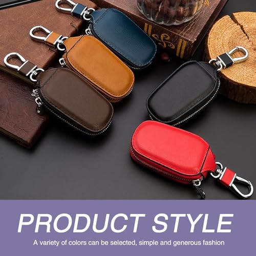 Universal Key Fob Covers for Car Keys, Car Smart Leather Key fob Holder for Remote Key Fob, Key Organizer with Hook, Suitable for Most Cars (Black)