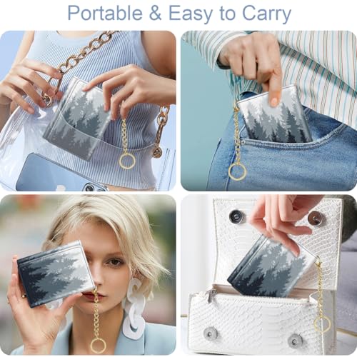 Trifold Womens Wallet RFID Blocking PU Leather Credit Card Holder | Mini Purse with Cash Pocket 7 Card Slots ID Window, Keychain, Ideal for Women Ladies Girls, Forest - color: Forest