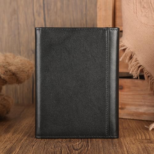Polare Napa Leather Pilot Wallet Passport Holder RFID Blocking Tri-fold Travel Cover Document Organizer for Aviation Professionals (Black) - color: Black