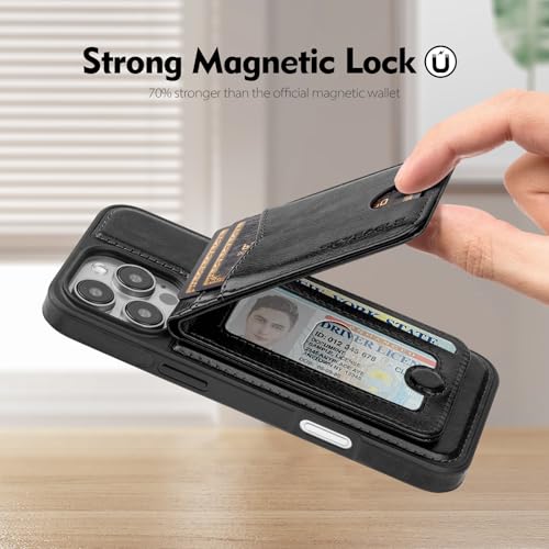 SkyEagle Compatible with MagSafe iPhone 16 Pro Max Wallet Case,Carbon Black | Detachable Magnetic Credit Card Holder,RFID Blocking,PU Leather,Kickstand,Flip Phone Case,Shockproof Cover for Men & Women - color: Black, size: iPhone 16 Pro Max - 6.9"