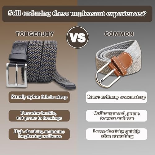 Mens Stretch Belt, Woven Elastic Braided Web Belt Casual for Golf Hunting Pants Jeans, Versatile Mens Golf Belts - color: Army Green + Dark Blue, size: Medium 32"-34" (39" Length)