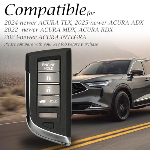 Vitodeco Genuine Leather Smart Key Fob Case with Leather Key Strap Compatible for Acura MDX, RDX, ADX, TLX, INTEGRA - 5-Button, Black/Red (Pack of 2) - color: Black/Red, size: 5-Button (Pack of 2)