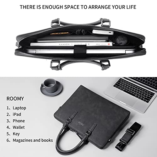 FSD. WG Business Bag Leather Messenger Bag Water Resistant Business Travel Briefcase Handbag Briefcase for Men - color: Black