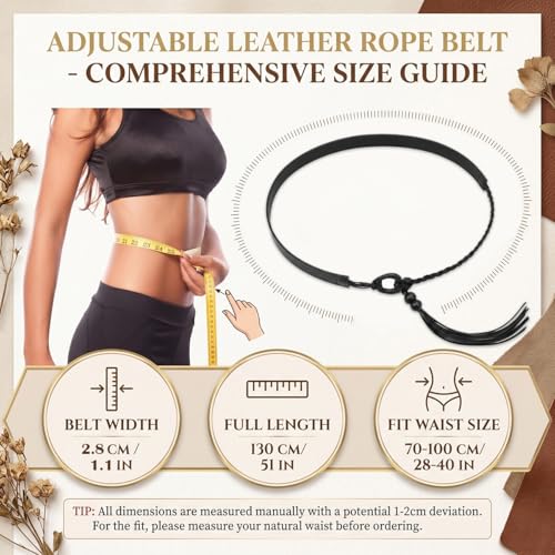 Skinny Thin Belt for Women PU Leather Knotted Waist Belts for Dresses - color: Black B