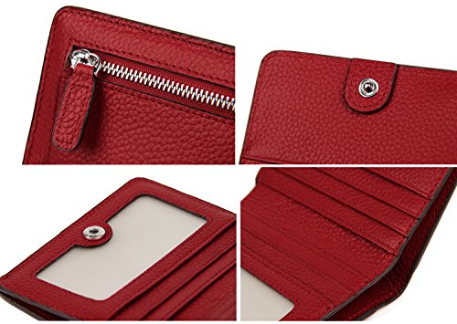 Small Leather Wallet for Women, Ladies Credit Card Holder RFID Blocking Women's Mini Bifold Pocket Purse - color: Wine Rfid Blocking
