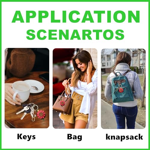 Retro Leather Fruit Leaf Keychain,Bag Charm,Key Organizer for Women - color: Red Daisy