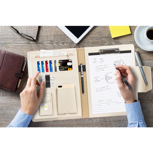 Toplive Blue A4/Letter Size Business Padfolio with Clipboard, Document Sleeve, Card Holders & Organizers - color: Blue