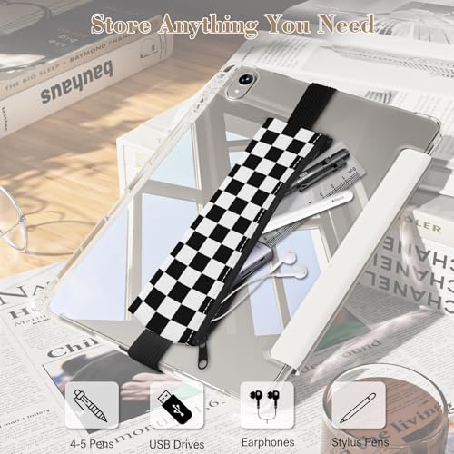 4 Pack Elastic Pen Holder for Notebook, Prints Pen Pouch with Elastic Band and Zipper, Leather Pen Holder for Planners, Journals, Book (Grid) - color: Grid