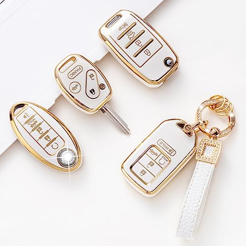 for Honda Key Fob Cover with Leather Lanyard, Car Key Fob Case Compatible with Honda Accord Civic CRV Odyssey Pilot Smart Key Protector Holder - style: For Honda a Button