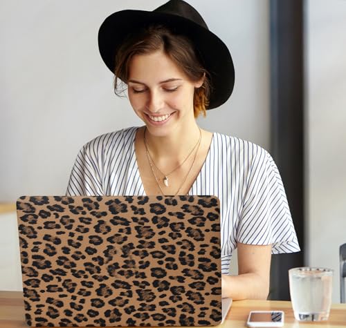 for MacBook Air 13 inch Case 2022-2018 M1,Leopard Brown | Leather Textured Hard Shell,With Keyboard Cover, Anti-Fingerprint, Anti-Scratch,Slim,Lightweight - color: Leopard Brown, size: 2018-2022 Macbook Air 13 inch M1 A2337