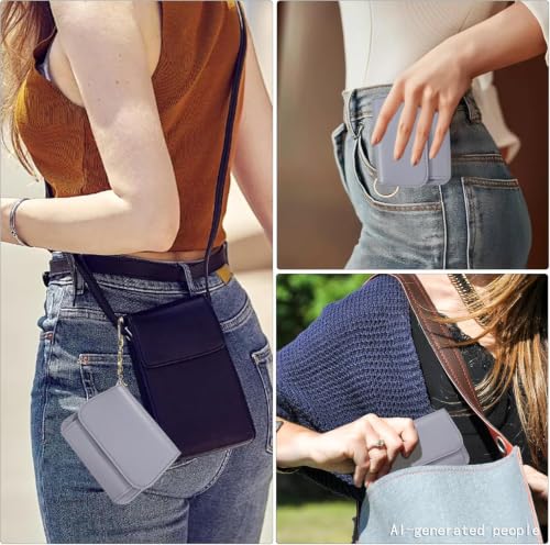 Women Small Wallet RFID Blocking Slim Wallet with Coin Pocket Tri-Fold Credit Card Holder with ID Window and Keychain (Purple) - color: Purple