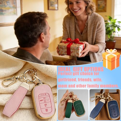 Key Fob Cover for Jeep, Leather & Soft TPU Key Case Compatible with Jeep Grand Cherokee Cherokee Compass Renegade, Dodge Charger Challenger Durango 5-Button Smart Key Case (Gold Green) - color: Gold Green