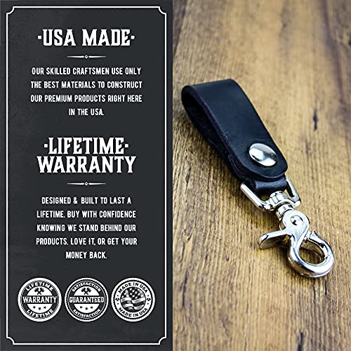 Main Street Forge | Full Grain Leather Keychain for Men | Made in USA | Hand Made | Luxury Valet Key Chain - color: Avalanche Gray