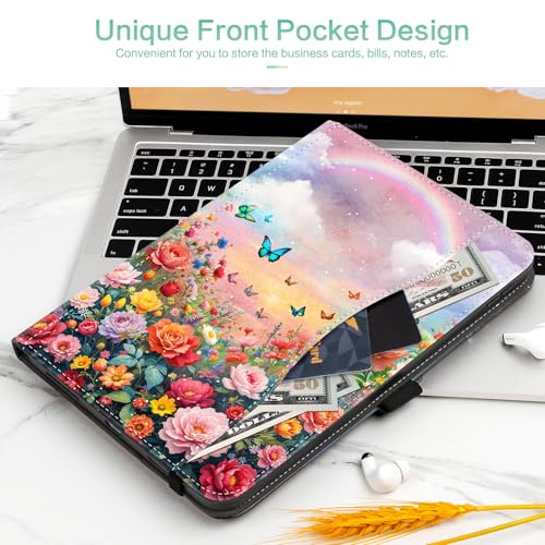 Lokigo for iPad A16 11th Gen Case, iPad 10th Generation Case, Garden Floral | for iPad 11"/10.9" Case 2025/2022, Folio Stand Cover with Pencil Holder, Hand Strap & Pocket, Touch ID, Auto Wake/Sleep - color: Flowers Butterfly