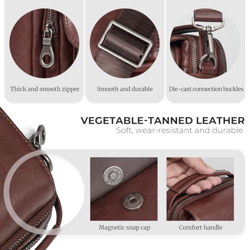 Genuine Leather Small Messenger Bag Crossbody - color: Coffee-1