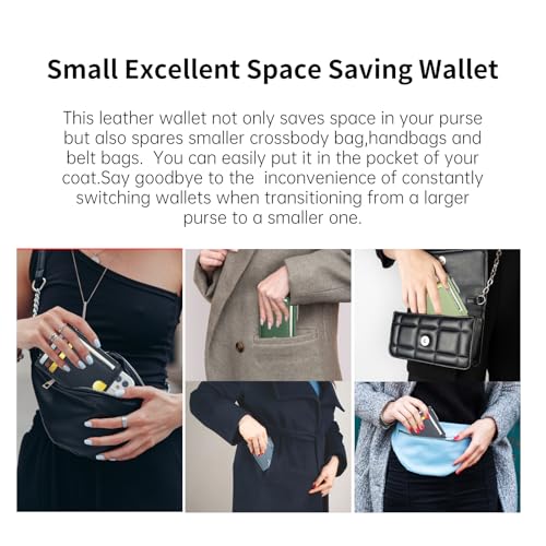 Slim Wallet for Women Small Leather RFID Blocking Credit Card Holder Minimalist Front Pocket Wallet with Coin Purses & Pouches, Light Blue - color: Light Blue
