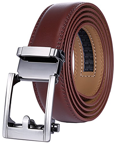 Marino Men’s Genuine Leather Ratchet Dress Belt With Automatic Buckle, Enclosed in an Elegant Gift Box - color: Cocoa, size: Adjustable from 28" to 44" Waist